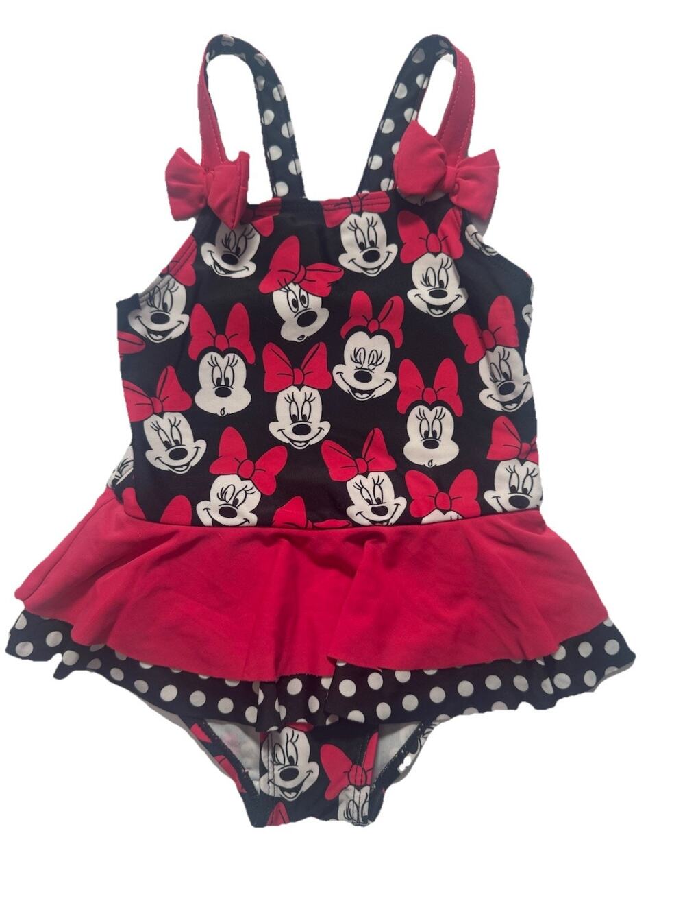 Disney Minnie Mouse Toddler Girls Swim Dress One Piece Swimsuit Pink Black